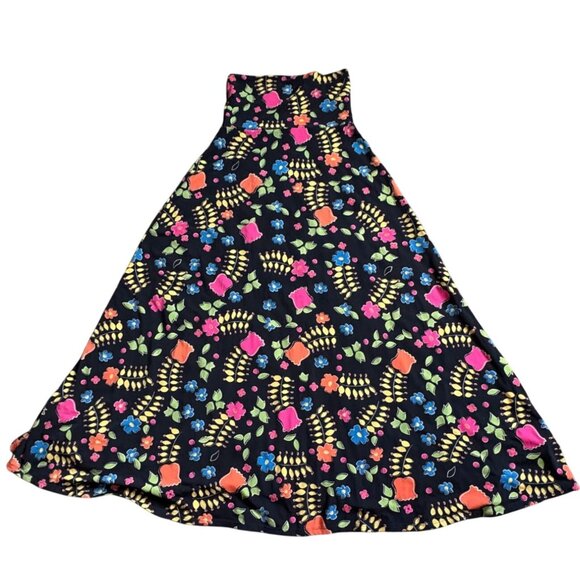 Lularoe Floral Maxi Skirt-Black W/ Neon Floral Pattern-XXS-GUC - Picture 5 of 5